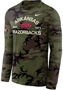 Nike Arkansas Razorbacks Green Military Appreciation DriFIT Long Sleeve T-Shirt