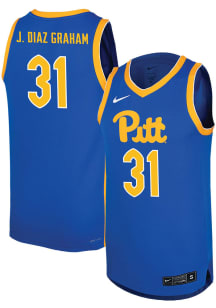 Jorge Diaz Graham Mens Blue Pitt Panthers Replica Name And Number Basketball Jersey