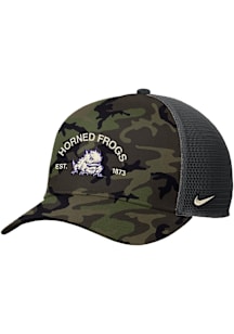 Nike TCU Horned Frogs 2025 Military Appreciation Rise Trucker Adjustable Hat - Green