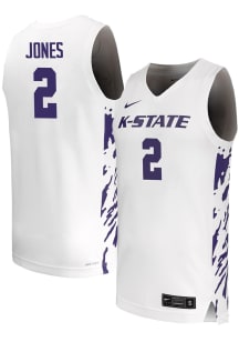 Max Jones Mens White K-State Wildcats Replica Name And Number Basketball Jersey