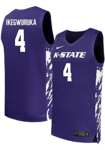 Mobi Ikegwuruka Mens Purple K-State Wildcats Replica Name And Number Basketball Jersey