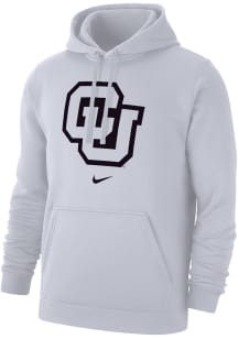 Nike Colorado Buffaloes Mens White Alt Team Logo Club Fleece Prime Long Sleeve Hoodie