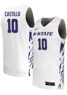 David Castillo Mens White K-State Wildcats Replica Name And Number Basketball Jersey