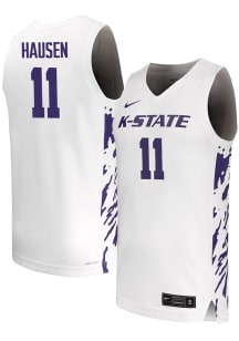 Brendan Hausen Mens White K-State Wildcats Replica Name And Number Basketball Jersey