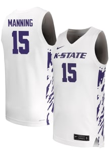 Taj Manning Mens White K-State Wildcats Replica Name And Number Basketball Jersey