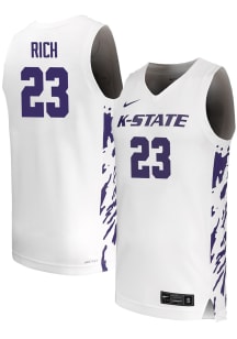 Macaleab Rich Mens White K-State Wildcats Replica Name And Number Basketball Jersey