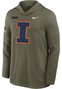 Mens Illinois Fighting Illini Green Nike Military Appreciation DriFIT Long Sleeve Hoodie