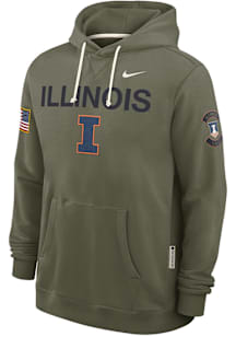 Mens Illinois Fighting Illini Green Nike Military Appreciation DriFIT Hooded Sweatshirt