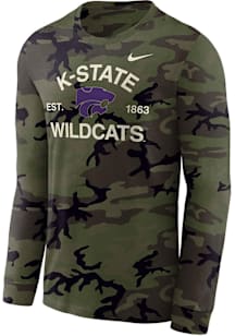 Mens K-State Wildcats Green Nike Military Appreciation DriFIT Long Sleeve T-Shirt