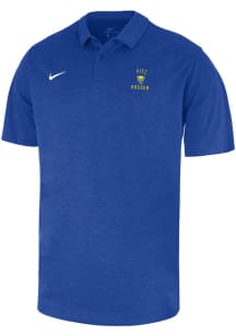 Mens Pitt Panthers Blue Nike Soccer Dri-FIT Heather Short Sleeve Polo Shirt