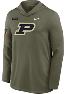 Mens Purdue Boilermakers Green Nike Military Appreciation DriFIT Long Sleeve Hoodie
