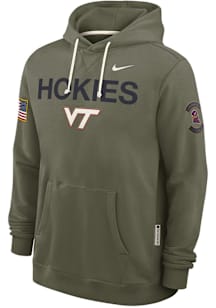 Nike Virginia Tech Hokies Mens Green Military Appreciation DriFIT Long Sleeve Hoodie