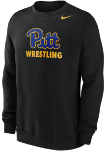 Mens Pitt Panthers Black Nike Club Fleece Wrestling Crew Sweatshirt