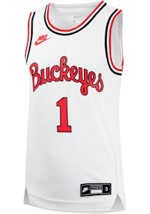 Nike Ohio State Buckeyes Youth Alt White Basketball Jersey