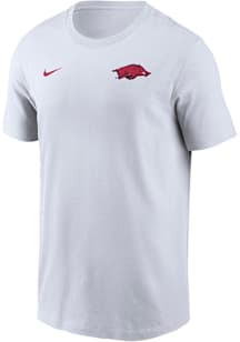Nike Arkansas Razorbacks White Flat Name Mascot Legend Short Sleeve T Shirt