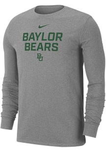 Nike Baylor Bears Grey Flat Name Mascot Dri-FIT Long Sleeve T Shirt