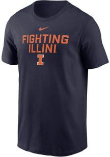 Illinois Fighting Illini Navy Blue Nike Flat Name Mascot Dri-FIT Short Sleeve T Shirt