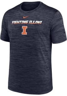 Illinois Fighting Illini Navy Blue Nike Flat Name Mascot Velocity Lgnd Short Sleeve T Shirt