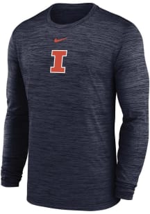 Mens Illinois Fighting Illini Navy Blue Nike Primary Team Logo Velocity Lgnd Long Sleeve T-Shirt