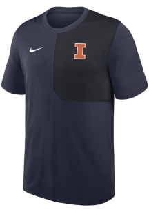 Illinois Fighting Illini Navy Blue Nike Primary Team Logo Coach Short Sleeve T Shirt