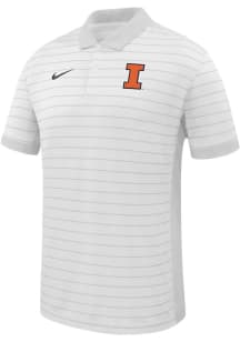 Mens Illinois Fighting Illini White Nike Primary Team Logo Victory Short Sleeve Polo Shirt