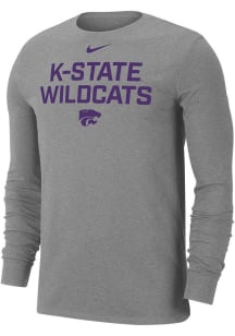 Mens K-State Wildcats Grey Nike Flat Name Mascot Dri-FIT Tee