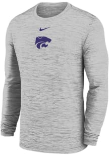 Mens K-State Wildcats Grey Nike Primary Team Logo Velocity Lgnd Long Sleeve T-Shirt