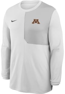 Mens Minnesota Golden Gophers White Nike Primary Team Logo Coach Long Sleeve T-Shirt
