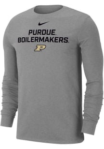 Mens Purdue Boilermakers Grey Nike Flat Name Mascot Dri-FIT Tee