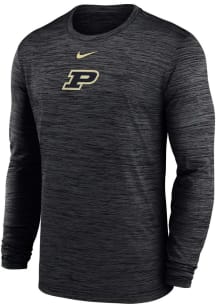 Mens Purdue Boilermakers Black Nike Primary Team Logo Velocity Lgnd Long Sleeve T-Shirt