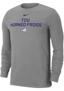 Nike TCU Horned Frogs Grey Flat Name Mascot Dri-FIT Long Sleeve T Shirt