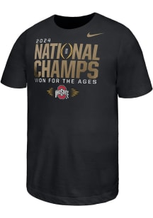 Youth Ohio State Buckeyes Black Nike 2024 Football National Champions Locker Room Short Sleeve T..