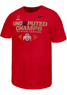 Youth Ohio State Buckeyes Red Nike 2024 Football National Champions Short Sleeve T-Shirt