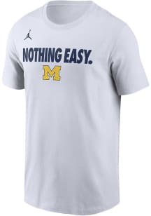 Michigan Wolverines White Nike Basketball Bench Short Sleeve T Shirt