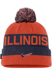 Illinois Fighting Illini Nike Peak Pom Beanie Mens Knit Hat - Orange