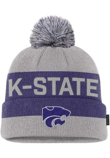 K-State Wildcats Nike Youth Peak Pom Beanie Youth Knit Hat - Grey