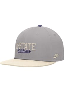 K-State Wildcats Nike Pro Flat Brim - Natural Colorblock Mens Snapback - Grey