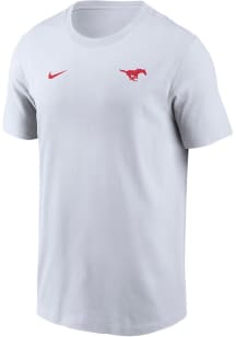 Nike SMU Mustangs White Flat Name Mascot Legend Short Sleeve T Shirt