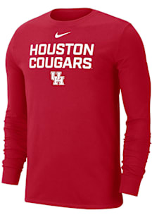 Nike Houston Cougars Red Flat Name Mascot Dri-FIT Long Sleeve T Shirt
