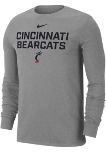 Mens Cincinnati Bearcats Grey Nike Flat Name Mascot Dri-FIT Tee