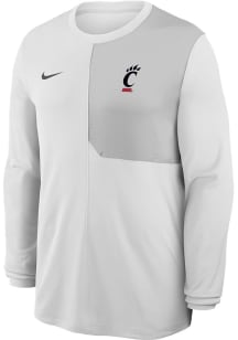 Mens Cincinnati Bearcats White Nike Primary Team Logo Coach Long Sleeve T-Shirt
