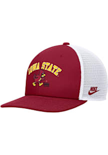 Nike Iowa State Cyclones Crimson Pro Flat Brim Mesh Snapback Mens Snapback Hat