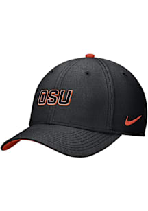 Nike Oklahoma State Cowboys Mens Black Rise Structured Swoosh Flex Flex Hat