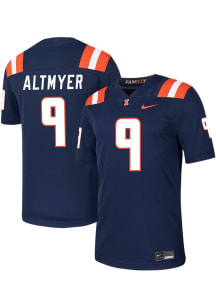 Luke Altmyer Nike Mens Navy Blue Illinois Fighting Illini NIL Game Name And Number Football Jers..