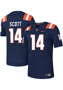 Xavier Scott  Nike Illinois Fighting Illini Navy Blue NIL Game Name And Number Football Jersey