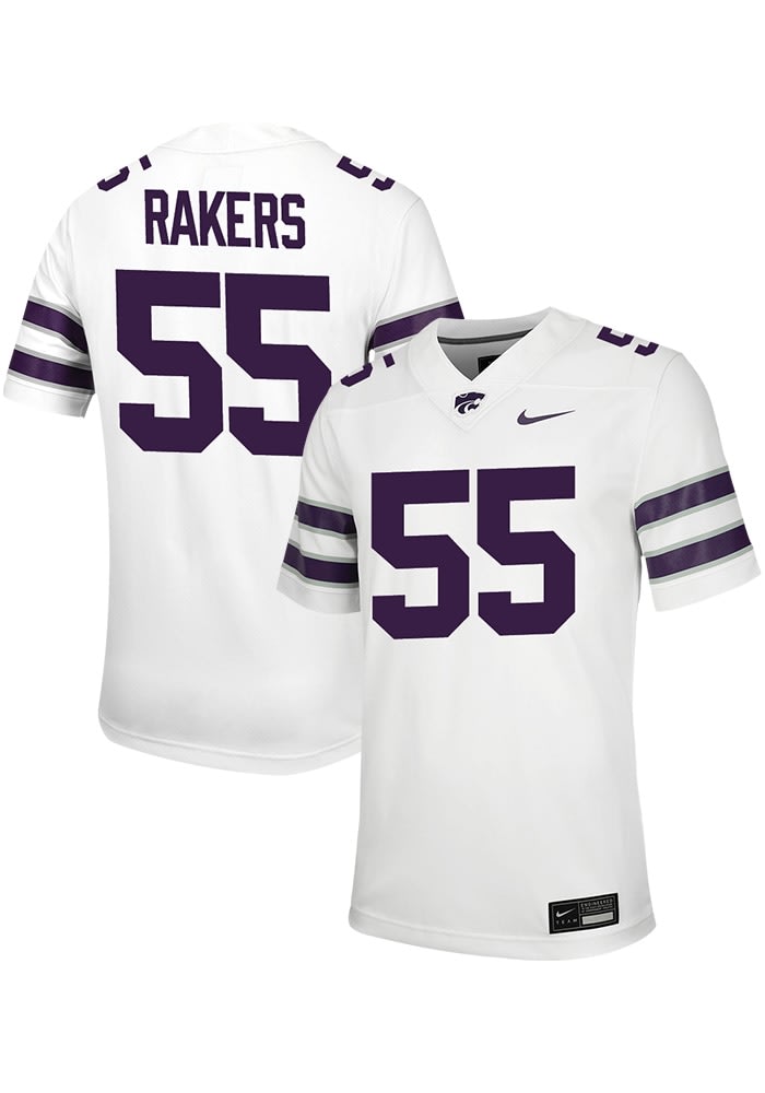 Kyle Rakers Mens White K-State Wildcats NIL Game Football Jersey ...
