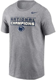 Penn State Nittany Lions Grey Nike Wrestling National Champions 2025 Short Sleeve T Shirt