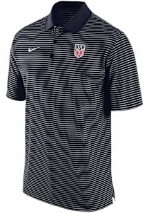 Nike USMNT Mens Navy Blue Stadium Stripe Short Sleeve Polo