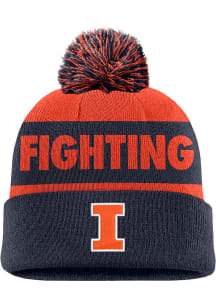 Nike Illinois Fighting Illini Navy Blue C12360 - NK PEAK STRIPE BEANIE Mens Knit Hat