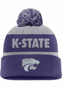 K-State Wildcats Nike C12360 - NK PEAK STRIPE BEANIE Mens Knit Hat - Purple